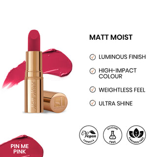 Matt Moist Long-Lasting Lipstick - Pin Me Pink